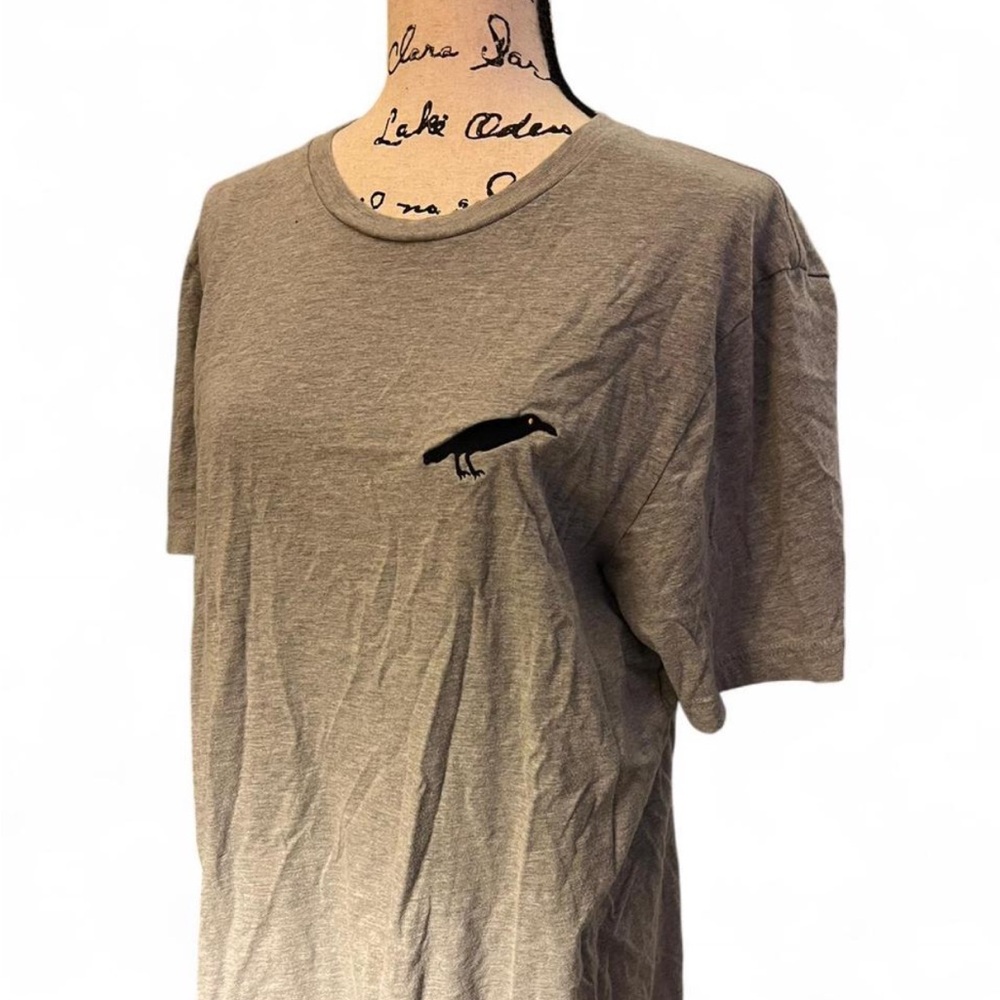 Spencer's Gray Tee with Black Bird Embroidery